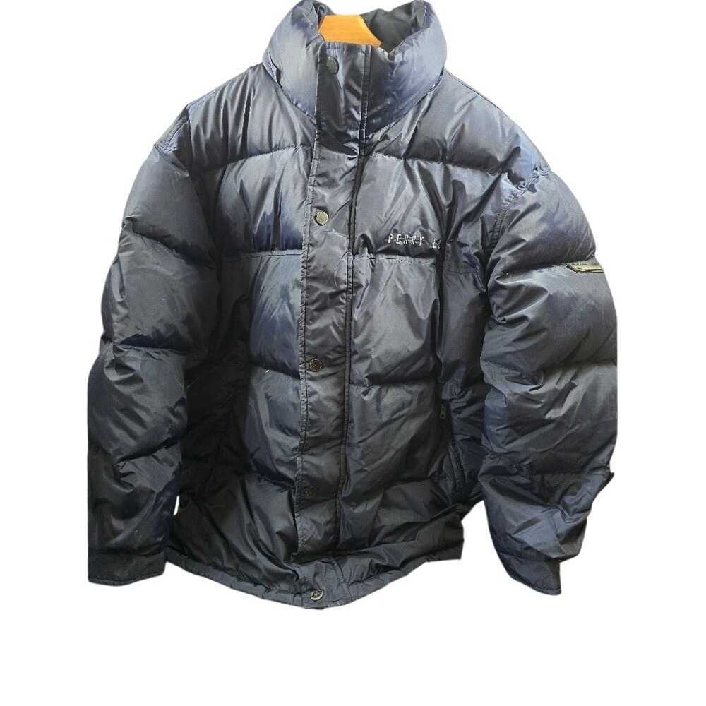 Perry Ellis Portfolio Mens XL Navy Blue Puffer Jacket Full Zip Quilted Parka